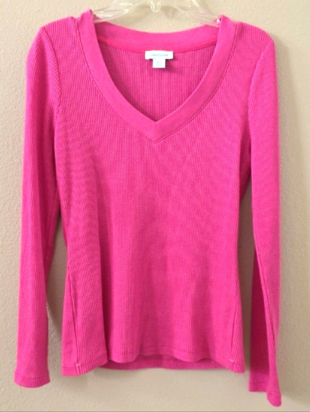Sundance Womens Pink Waffle Thermal Knit Long Sleeve Top - Size PXS